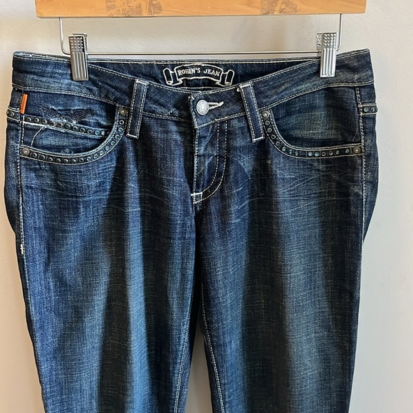 Robin’s Marilyn Straight Jeans Butterfly Appliques Made in USA Size 28 Gemstones - Picture 3 of 12